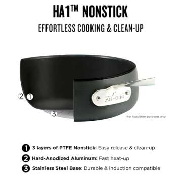 All-Clad HA1 Hard Anodized Nonstick Griddle 11x11 Inch Oven Broiler Safe 500F, Lid Safe 350F Pots an...