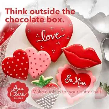 Ann Clark Cookie Cutters Valentines Cookie Cutters 4-Pc. Set Made in the USA, Lips, Heart, X, and O