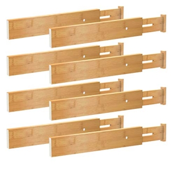 BMOSU 8 Pack Bamboo Adjustable Drawer Dividers