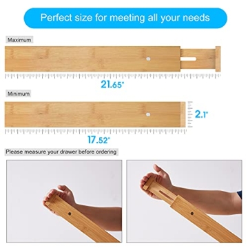 BMOSU 8 Pack Bamboo Adjustable Drawer Dividers