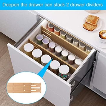 BMOSU 8 Pack Bamboo Adjustable Drawer Dividers