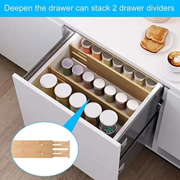 BMOSU 8 Pack Bamboo Adjustable Drawer Dividers