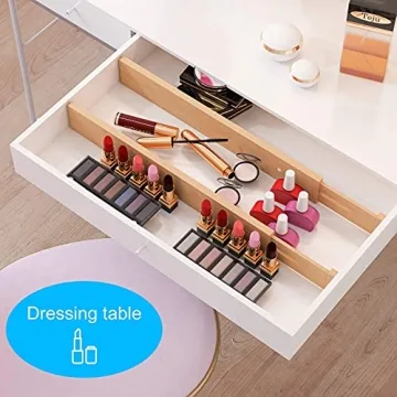 BMOSU 8 Pack Bamboo Adjustable Drawer Dividers