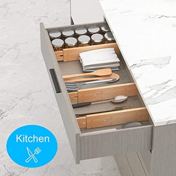 BMOSU 8 Pack Bamboo Adjustable Drawer Dividers