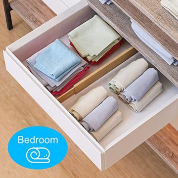 BMOSU 8 Pack Bamboo Adjustable Drawer Dividers