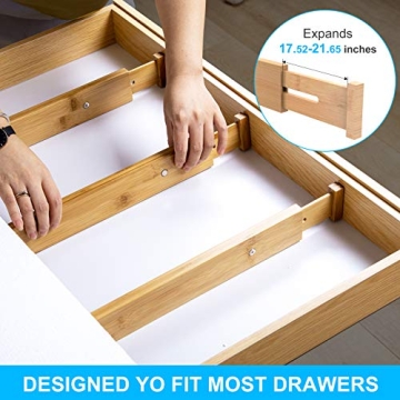 BMOSU 8 Pack Bamboo Adjustable Drawer Dividers