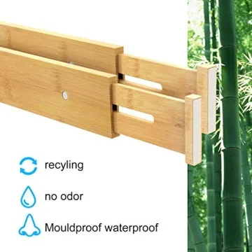 BMOSU 8 Pack Bamboo Adjustable Drawer Dividers