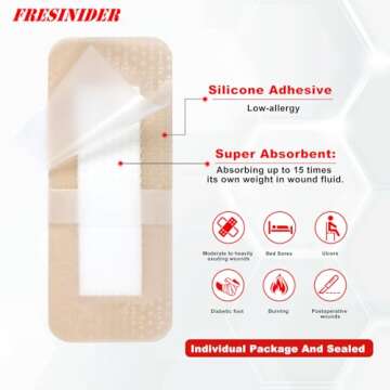 FRESINIDER 2x5" Silicone Foam Wound Dressing - 10 Pack