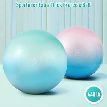 Sportneer Extra Thick Exercise Ball - 25.6" Yoga Ball with Quick Pump - Anti-Burst & Slip Resistant ...