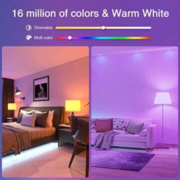 GHome Smart Light Bulbs, A19 E26 Color Changing Led Bulb Works with Alexa, Google Home, App & Voice Control, 2.4Ghz WiFi Only, 800 Lumens, Dimmable RGB Warm White 2700K Smart Home Lighting, 4 Pack