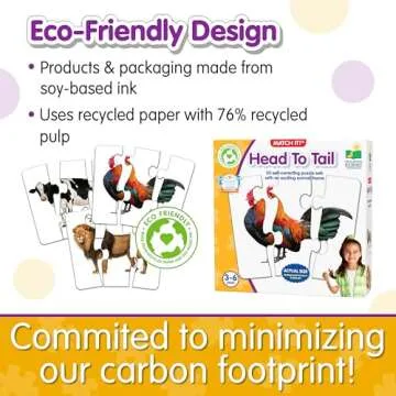 The Learning Journey: Match It! Head to Tail - 20 Self-Correcting Animal-Themed Puzzle Sets - Matching Puzzles for Children Ages 3-6 Years (40 Pieces), White