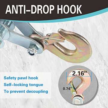 4000LB 65 Feet Rope Hoist Pulley 2 Ton Wheel Block and Tackle System 7:1 Ratio Lifting Power with 2PK 8 FT Lift Sling