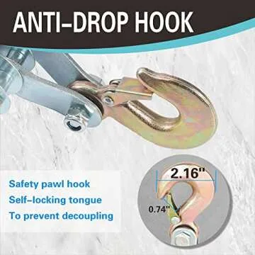 4000LB 65 Feet Rope Hoist Pulley 2 Ton Wheel Block and Tackle System 7:1 Ratio Lifting Power with 2PK 8 FT Lift Sling