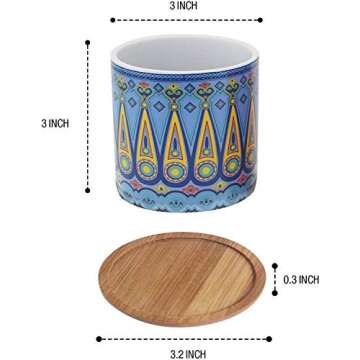 Juccini Ceramic Pots for Plants with Drainage Hole & Saucer ~ Indoor & Outdoor Succulent Planter Pot...