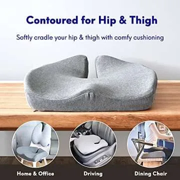 Cushion Lab Patented Pressure Relief Seat Cushion for Long Sitting Hours on Office & Home Chair - Extra-Dense Memory Foam for Soft Support. Car Pad for Hip, Tailbone, Coccyx, Sciatica - Black