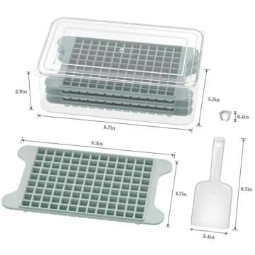Mini Ice Cube Tray for Freezer: GGUW Nugget Ice Cube Tray with Bin - Crushed Ice Tray Making 4×117 ...