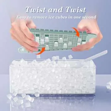 Mini Ice Cube Tray for Freezer: GGUW Nugget Ice Cube Tray with Bin - Crushed Ice Tray Making 4×117 PCS Icecube - Easy Release Iced Maker Trays
