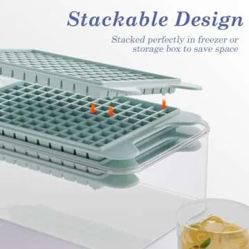 Mini Ice Cube Tray for Freezer: GGUW Nugget Ice Cube Tray with Bin - Crushed Ice Tray Making 4×117 PCS Icecube - Easy Release Iced Maker Trays