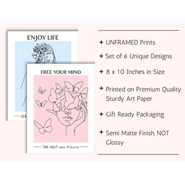 JUJU'S VIBES Pastel Danish Room Decor - Aesthetic Wall Art for Women, Teen - Wall Collage Pictures Prints, Cute Posters Clean Girl for Bedroom, College Dorm Apartment - 8x10 Set of 6 UNFRAMED.