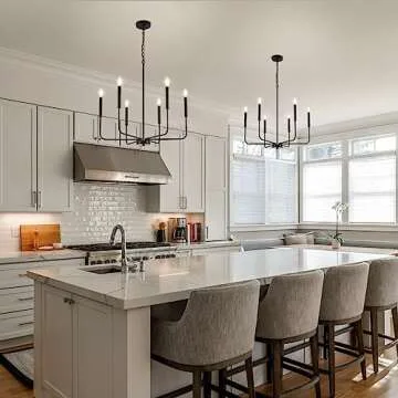 ONESMING Modern Black Chandelier for Dining Room,Metal 6-Light Kitchen Light Fixtures,Farmhouse Candle Hanging Pendant Light for Living Room Entryway Foyer Bedroom (Bulbs Not Included)