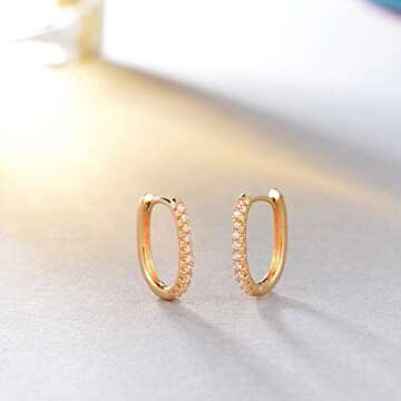 VACRONA Gold Plated Huggie Earrings with Zirconia Sparkle