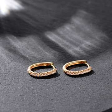 VACRONA Gold Plated Huggie Earrings with Zirconia Sparkle