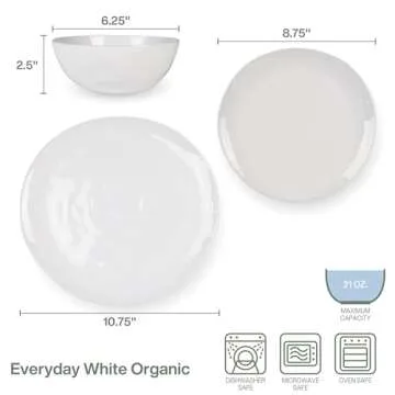 Everyday White Organic Dinnerware Set, Service For 4