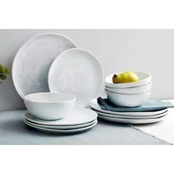 Everyday White Organic Dinnerware Set, Service For 4