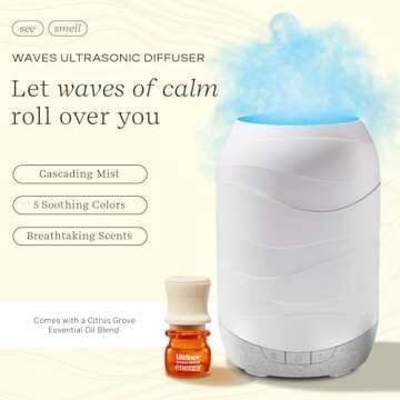 Lifelines Waves Ultrasonic Essential Oil Diffuser with Essential Oil Blend, 200ml - Aromatherapy Dif...