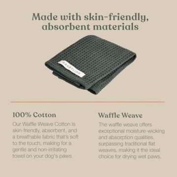 Dandylion Paw Towel | Quick-Drying & Absorbent Dog Towel for Cleaning Paws | Gentle Waffle Weave Cotton for Small & Large Dogs | Towels for Dogs | 12 x 12 Inch