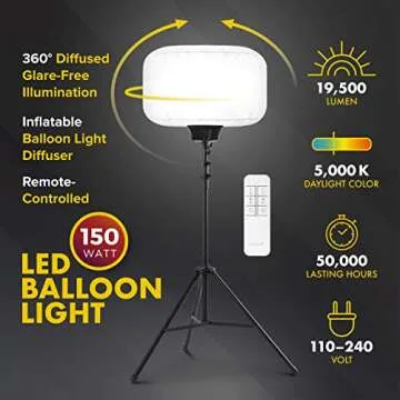 SeeDevil 150 Watt LED Balloon Light Kit - 19,500 Lumens, 100% Dimmable, Perfect for Indoor & Outdoor...