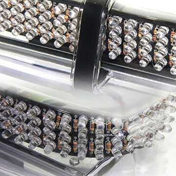 Xprite Red Blue 240 LED Emergency Hazard Warning Mini Beacon Light Bar w/Magnetic Base for Law Truck Car Enforcement Snowplow Safety Strobe Lights