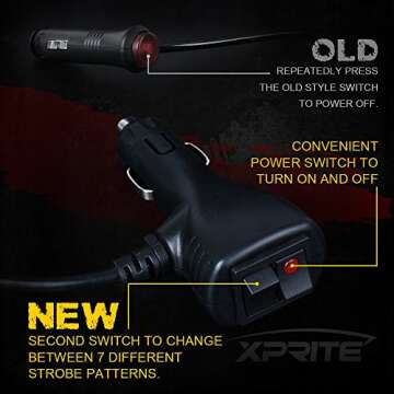 Xprite Red Blue 240 LED Emergency Hazard Warning Mini Beacon Light Bar w/Magnetic Base for Law Truck Car Enforcement Snowplow Safety Strobe Lights