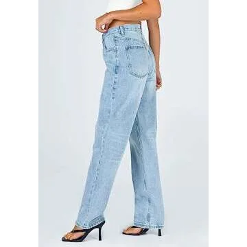 Trendy Straight Leg Jeans for Women - Relaxed Fit Denim