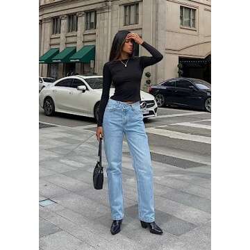 Trendy Straight Leg Jeans for Women - Relaxed Fit Denim