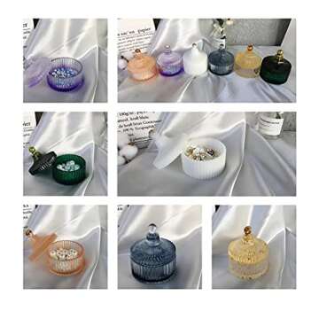 Box Resin Mold Silicone- Storage Rresin Jar Mold with Lid Jewelry Box Silicone Molds for Resin DIY Round Stripe Resin Molds