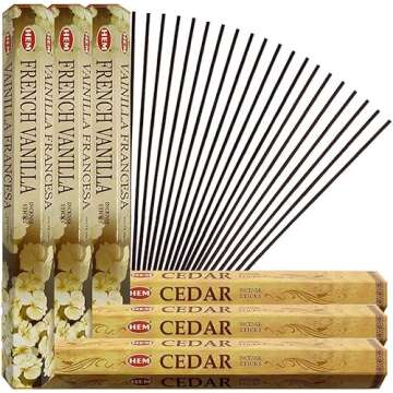 French Vanilla Incense Sticks and Cedar Incense Sticks with Incense Holder Bundle for Home Fragrance...