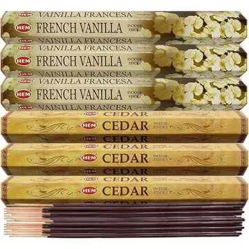 French Vanilla Incense Sticks and Cedar Incense Sticks with Incense Holder Bundle for Home Fragrance and Spiritual Décor