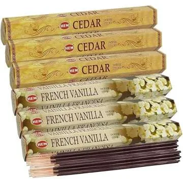 French Vanilla Incense Sticks and Cedar Incense Sticks with Incense Holder Bundle for Home Fragrance and Spiritual Décor