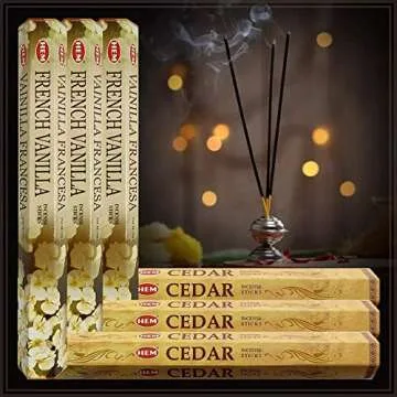 French Vanilla Incense Sticks and Cedar Incense Sticks with Incense Holder Bundle for Home Fragrance and Spiritual Décor