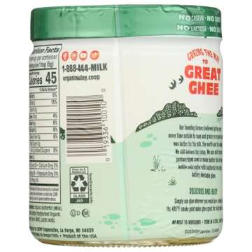 Organic Valley Organic Ghee, Clarified Butter 13 oz - Flavorful & Versatile