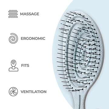 Ninabella Organic Detangling Hair Brush for Women, Men & Children - Does not Pull on Hair - Hair Straightening Brushes for Straight, Curly & Wet Hair - Unique Spiral Hairbrush