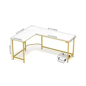 Teraves 66' L-Shaped Modern Desk for Home Office