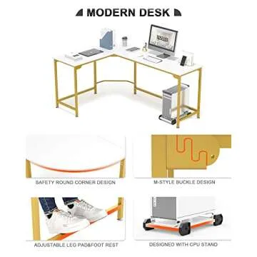 Teraves 66' L-Shaped Modern Desk for Home Office