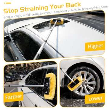 Ordenado 62" Car Wash Brush with Long Handle, Soft Bristle Car Cleaning Brush Supplies, Car Brushes for Washing Exterior, Car Washing Brush Scratch-Free Car Wash Mop Kit Universal for Car RV Truck SUV