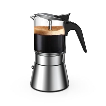 SIXAQUAE Moka Induction Stovetop Espresso Maker - Perfect for Home Brewing, 240ml (6 Cup)
