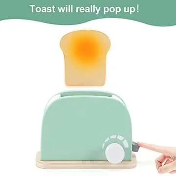 WHOHOLL Kids Wooden Pop-Up Toaster Play Set
