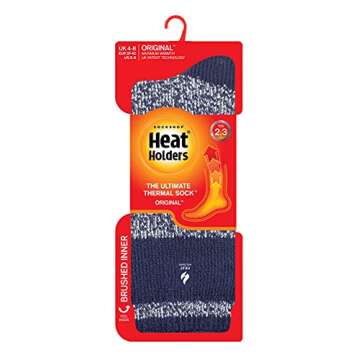 HEAT HOLDERS Womens Fleece Insulated Thermal Socks | Fuzzy Boot Socks for Winter (5-8, Soft Navy (Sy...