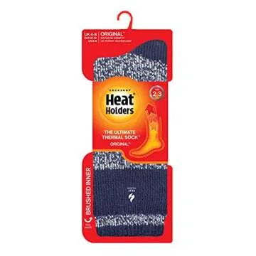 HEAT HOLDERS Womens Fleece Insulated Thermal Socks | Fuzzy Boot Socks for Winter (5-8, Soft Navy (Sy...