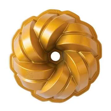 Nordic Ware NW 95577 75th Anniversary Braided Rope Bundt Cake Pan, Gold 12 Cup Capacity
